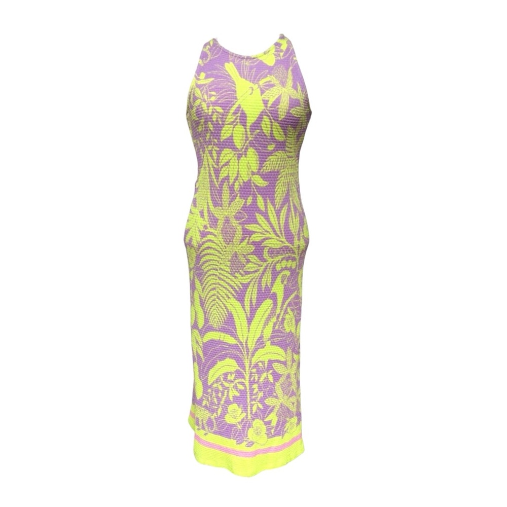 Farm Rio Anthropologie Boho Midi Sleveless Halter Floral High Neck Dress- Sz M - Picture 5 of 11